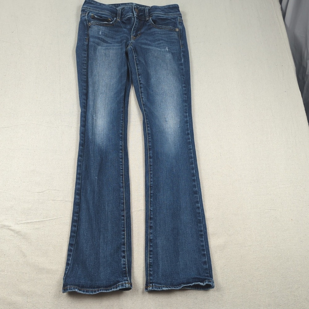 American Eagle Jeans Womens 4  Blue Kick Boot Cut Stretch Western Boho Cowgirl